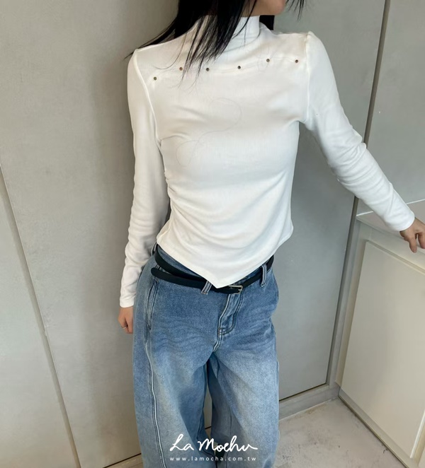 高腰洗舊加絨牛仔寬褲